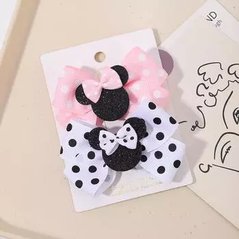 2pcs/Set Grils Lovely Polka Dot Bow Hair Clips for Hair Toddler Cartoon Hairpins Baby Boutique Hair Accessories