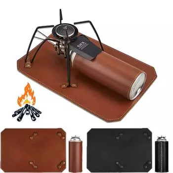 2pcs/set Handmade Pedestal Pad For Soto ST-310 Stove Accessories Portable Can Cover Leather Outdoor Camping Cooking Accessories светло-коричневого