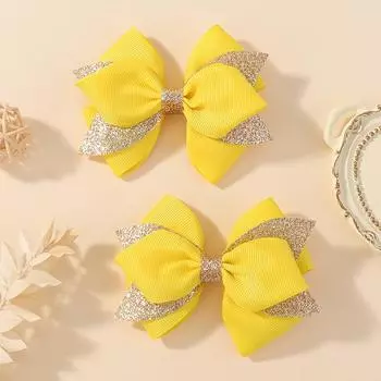 2pcs/set Kids Dovetail Bow Hair Clips for Women Girls Handmade Glitter Bowknote Hairpins Daily New Year Hair Accessories