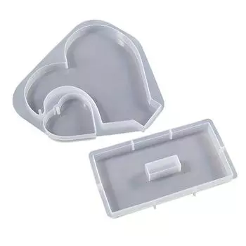 2pcs/Set Large Heart Display Resin Silicone Casting Mold DIY Photo Heart Shape Silicone Mold for Home Decoration Wedding Ornament Graduation Souvenir белый