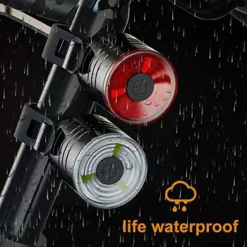 2Pcs/Set LED Bicycle Rear Light Waterproof MTB Bike Taillights 3 Lighting Modes Aluminum Alloy Bike Light for Helmet Seatpost
