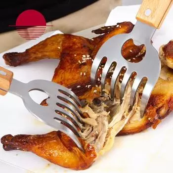 2 шт./компл. мясорубка с кухонной вилкой из нержавеющей стали для измельчения мяса, многофункциональный инструмент с деревянными ручками