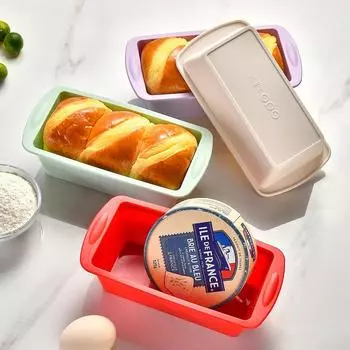 2Pcs/Set Mini Loaf Pan Bread Toast Silicone Mold Rectangular Cake Pan Cheese Cake Mold Bake Mold Bread Baking Tray