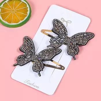 2pcs/set New Cute Princess Crystal Butterfly Lovely Girls Hairpins Children Butterfly Hairgrip Hair Clips Hair Accessories