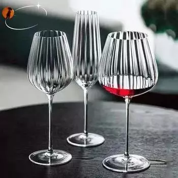 2Pcs/set Nordic Transparent Ripple Crystal Glass Household Goblet Party Champagne Cup Red Wine Glass Wedding Cup Christmas Gifts