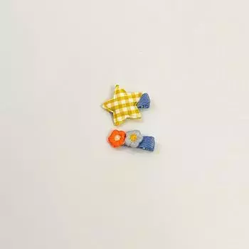 2Pcs/Set Plaid Star Baby Hairclips Lace Flower Children Girls Hairpins Hairdresses Baby BB Clip Hair Styling Accessories