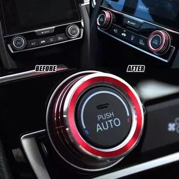 2 шт./компл. сменная накладка на кольцо климат-контроля AC для Honda Civic 2016 - 2018, красный алюминиевый декор для автомобиля, автомобильные аксессуары синий