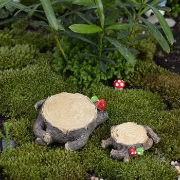 2PCS/set Resin Crafts Stump Micro Landscape Small Ornament Scenery Bonsai Gardening Accessories For Home Decoration