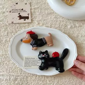 2Pcs/Set Resin Dachshund Fridge Sticker Cartoon Magnetic Stickers DIY Cat Refrigerator Magnets Home Set