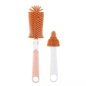 2PCS/SET Silicone Baby Bottle Brush Multi-functional Cup Cleaning Tool Practical Nipple Brush Cups