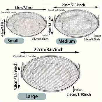 2Pcs/Set Stainless Steel French Fries Basket with Handle Food Skimmer Oil Filter Snack Tray Cooking Strainer Plate Kitchen