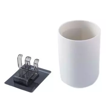 2Pcs/set Wall-mounted Toothbrush Holder Organizer Environment-friendly Plastic Toothpaste Wash Cup Mug белый