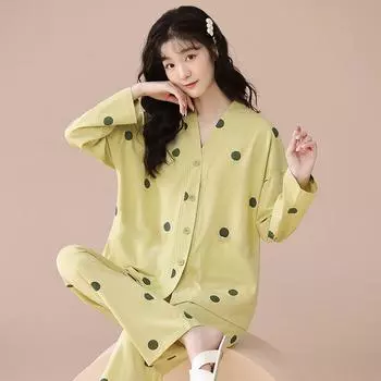 2pcs/sets Long-sleeved Trousers Homewear Pajama Autumn Winter Women Pajama Suit Spring Autumn Ladies Homewear Clothing Clothes M
