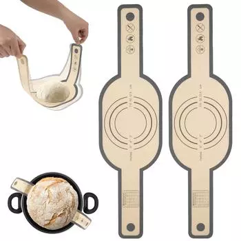 2шт силиконовый коврик для выпечки с длинной ручкой, антипригарный коврик для замешивания хлеба, коврик для переноса теста, принадлежности для выпечки, кухонный инструмент для приготовления пищи 2PCS