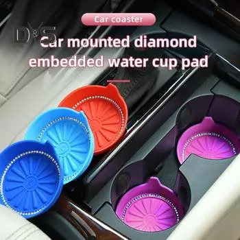 2 шт. силиконовая автомобильная подставка под воду теплоизоляция ударопрочный искусственный ромбовидный дизайн противоскользящий легко моющийся коврик для чашки автомобильные аксессуары для интерьера серый