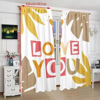 2PCS- Simple letter-printed curtain - Polyester material - suitable for bedrooms, living rooms, study rooms, private Spaces 23Wx59L(60x150CM)x2