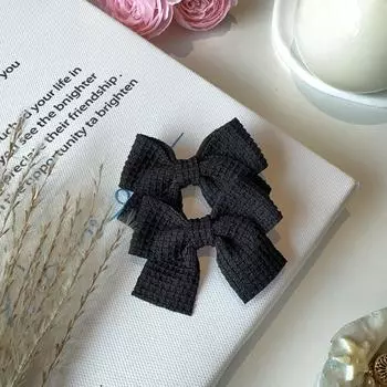 2PCS Soft Cotton Bow Hairpin Girl Sweet Plaid Design Hairpin Color Block Delicate Hairgripe Barrettes Kawaii Child Accessories