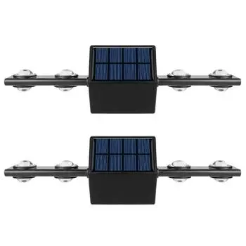 2 шт. Солнечный настенный светильник IP65 водонепроницаемый кубический светильник крыльцо 800 мАч для ступенек террасы дома Warm Light