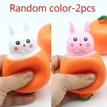 2pcs Squishy Carrot Rabbit Squeeze Telescopic Toys Kids Children s Radish Rabbit Cup Pinch Music Toy Creative Stress Relief Gift