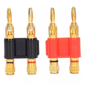 2Pcs Stackable Dual Banana Male Plug 2 Way Brass Connectors Speaker Wire Accessories 32A 1000V