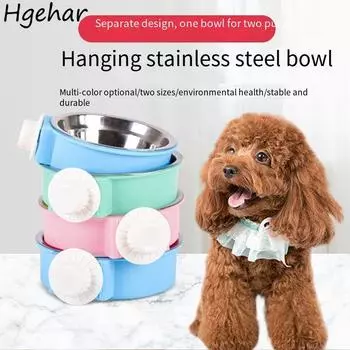 2pcs Stainless Steel Cat Dog Food Bowls Pet Supplies Feeder Drinking Feeding Hanging Household Easy To Clean Portable Bowl Home