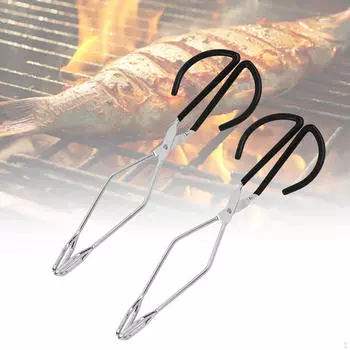 2Pcs Stainless Steel Scissor Tongs Kitchen Tong 10 inch with Soft Handle Heavy Duty Barbecue