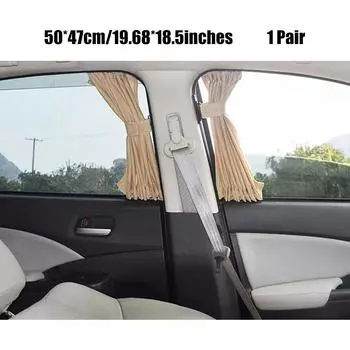 2Pcs Stretchable Plastic Rail Car Side Window Sunshade Curtain Auto Window Sun Visor With Elastic Cord Beige Sunshade Visor CHINA