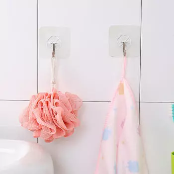 2pcs Strong Transparent Suction Cup Sucker Wall Hooks Hanger For Kitchen Bathroom AVE