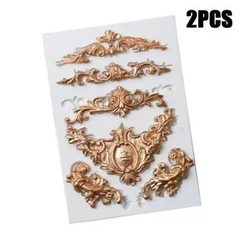 2PCS Style Silicone Cake Mold Retro Photo Frame Fondant Sugarcraft Chocolate Baroque Cake Decor Tools Clay Gumpaste Mould