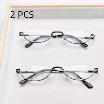 2PCS Suit Reading Glasses Hlaf Frame Vintage Men s Presbyopic Eyeglasses Luxury Brand Round Reading Glasses Men Women +100
