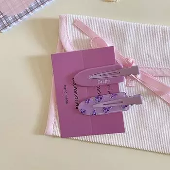 2pcs Summer Fruit Series Grape Cherry Invisible Duckbill Hair Clip, Cute and Sweet Girl Bangs Side Clip