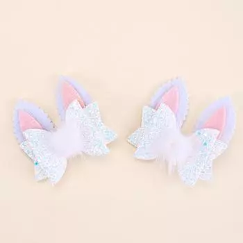 2Pcs Sweet Rabbit Ear Hair Clips For Baby Girl Cute Furry Bow Bunny Hairpin School Daily Children Accessories Headwear Headdress