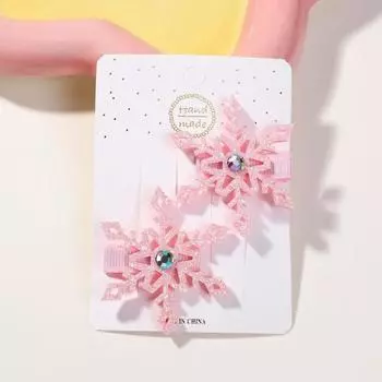 2PCS Sweet Shiny Rhinestone Snowflake Hair Clips for Girl Princess Headwear Hairgrip Christmas Party Barrettes Hair Accessories