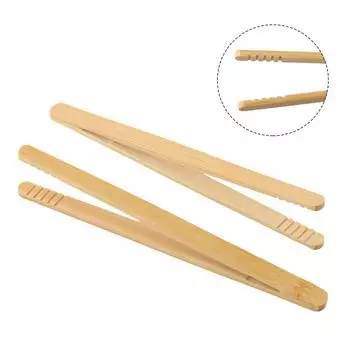 2Pcs Tea Clips 18cm Bamboo Wood Food Toast Salad Tongs Toaster Bacon Sugar Ice Tea Tong Teaware For Home Kitchen Hand Tools