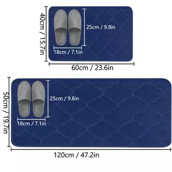 2pcs Thickened long absorbent bathtub mat bathroom dirt-resistant non-slip soft floor mat toilet door mat entrance mat 40x60cm and 50x120cm белый