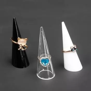 2PCS Transparent Acrylic Triangular Cone Ring Display Jewelry Storage Plastic Ring Display Stand прозрачный