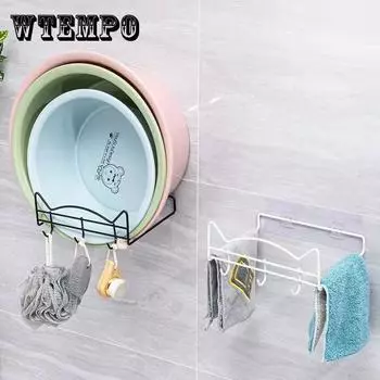 2PCS Умывальник Стойка Поставить Раковина Для хранения Стойка для хранения Полотенцесушитель Общежитие Домашняя кухня Ванная комната Настенная висячая стойка Слив Корзина Кастрюля Крышка Для крышки 2pcs-style A белый