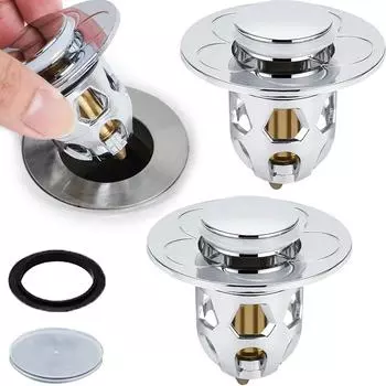 2Pcs Universal Anti Clogging Sink Drain Strainer 30-40mm Drain Hole Push-Type Washbasin Pop Up Sink Drainer Filter Hair Catcher United States