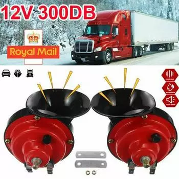 2pcs Universal Loud Car Horn 12V Electric Snail Train Horn 300db Super Loud Waterproof Horns Siren for Motorcycle Car Truck Boat красный