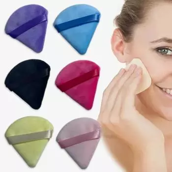 2pcs Velvet Triangle Shaped Cosmetic Puff Wet Dry Used Washable Soft Makeup Sponge Tool For Foundation Powder Blusher Shadow
