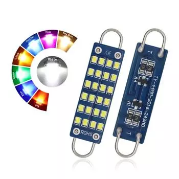 2Pcs W5W Car Canbus LED Bulbs Super Bright 44mm 240LM 12V Signal Lamp LED Lights 24SMD Reading Lamp Auto Interior Dome Light 2Pcs синий