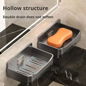 2шт настенная мыльница для душа прочная несущая полая конструкция простая установка ванная комната серый