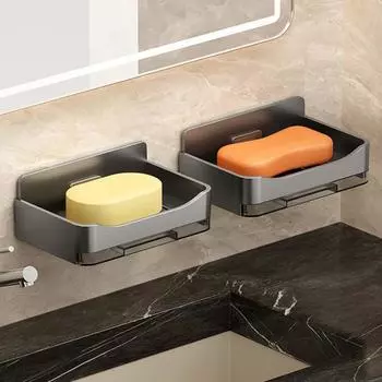 2шт настенная мыльница для душа прочная несущая полая конструкция простая установка ванная комната чёрный