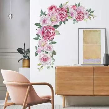 2шт. Наклейка на стену, съемная, изысканный дизайн, яркий цвет, цветок, настенное искусство, наклейка