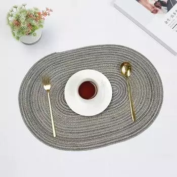 2pcs Washable Cotton Woven Table Mats Hand-woven Coaster Boho Oval Braided Placemat Wedding хаки