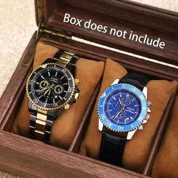 Набор из 2 часов, деловые мужские модные кварцевые часы с календарем, роскошные мужские часы из нержавеющей стали и искусственной кожи, идеальный подарок для мужчин