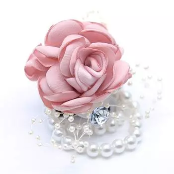 2Pcs Wedding Artificial Flowers Girl s Wrist Corsage Bracelets Bridesmaid Pearl Bracelet Women s Hand Flower for Wedding Party Prom Homecoming Corsage синий