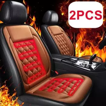 2pcs Winter Heated Car Seat Cover 12V Heating Warmer Car Seat Cushion Auto Universal Protector Cloak Cover Pads Set New Amagi коричневый