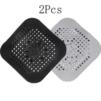 2Pcs with Suction Cups Drain Hair Catcher Grey+Black Silicone Shower Drain Cover Durable Easy to Install Drain Stopper Kitchen
