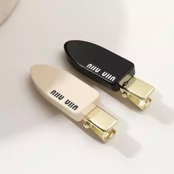 2pcs Women s Premium Letter Hair Clip Girl s Side Seamless Acetate Clip High-end Forehead Bangs Chuck Ornament Duckbill Clip Size fits all